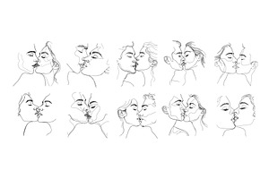 Couple kissing black outline vector, an Object Illustration by Onyx