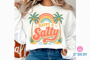 Boho Retro Happy & Salty Summer PNG, an Illustration by Dream Creation