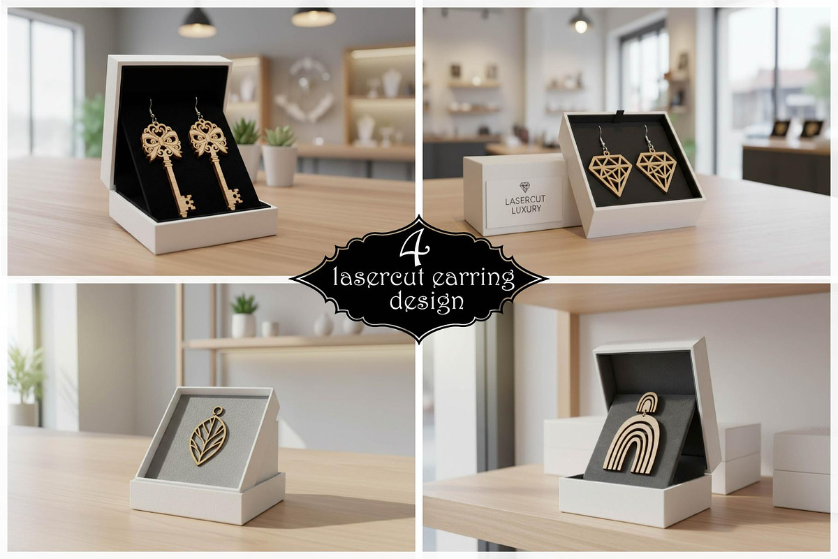 Modern Laser Cut Wooden Earring, an Object Graphic by Designer_Momina (Photo 1 of 5)