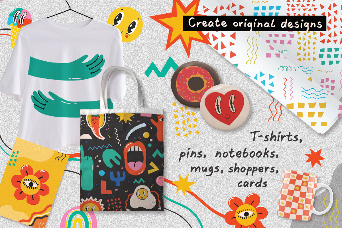 MOODS cartoon modern clipart pack, a Decorative Illustration by Virinaflora (Photo 4 of 10)