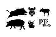 Pig Boar Hog Silhouette Set, an Animal Illustration by Atlantis X Nurman Arbai (Thumbnail 1 of 3)