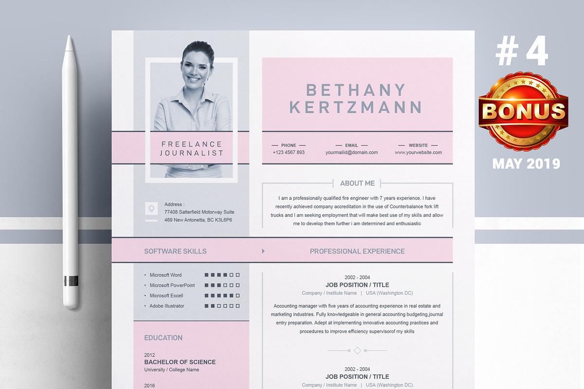 Resume/CV Bundle | 200+ for $29, a Resume Template by ResumeInventor (Photo 55 of 207)