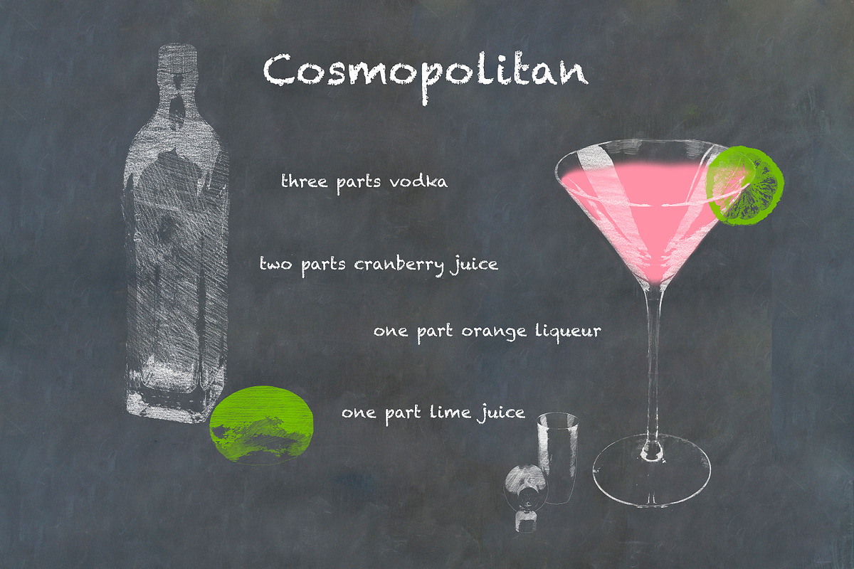 Classic Cocktail Chalkboard Sketches, an Object Illustration by karenfoleyphoto (Photo 6 of 30)