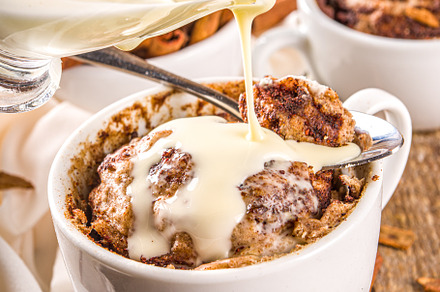 Cinnabon cake in mug featuring cinnabon, cinnamon roll, and cinnamon, a Food & Drink Photo by Rimma