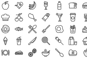 50 Food & Drinks Line Icon Set