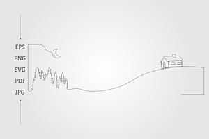 Cottage continues line art