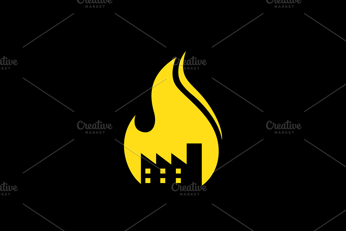fire flame factory flat logo design, a Branding & Logo Template by devastd