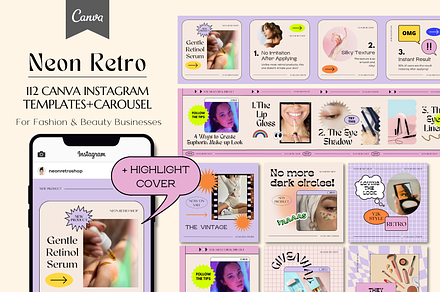 Retro Pink Instagram Template Pack, a Social Media Template by Guavamelo Studio