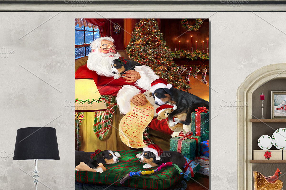 Greater Swiss Mountain Dog Xmas Art, an Animal Illustration by Art Paradise Studios (Photo 2 of 3)
