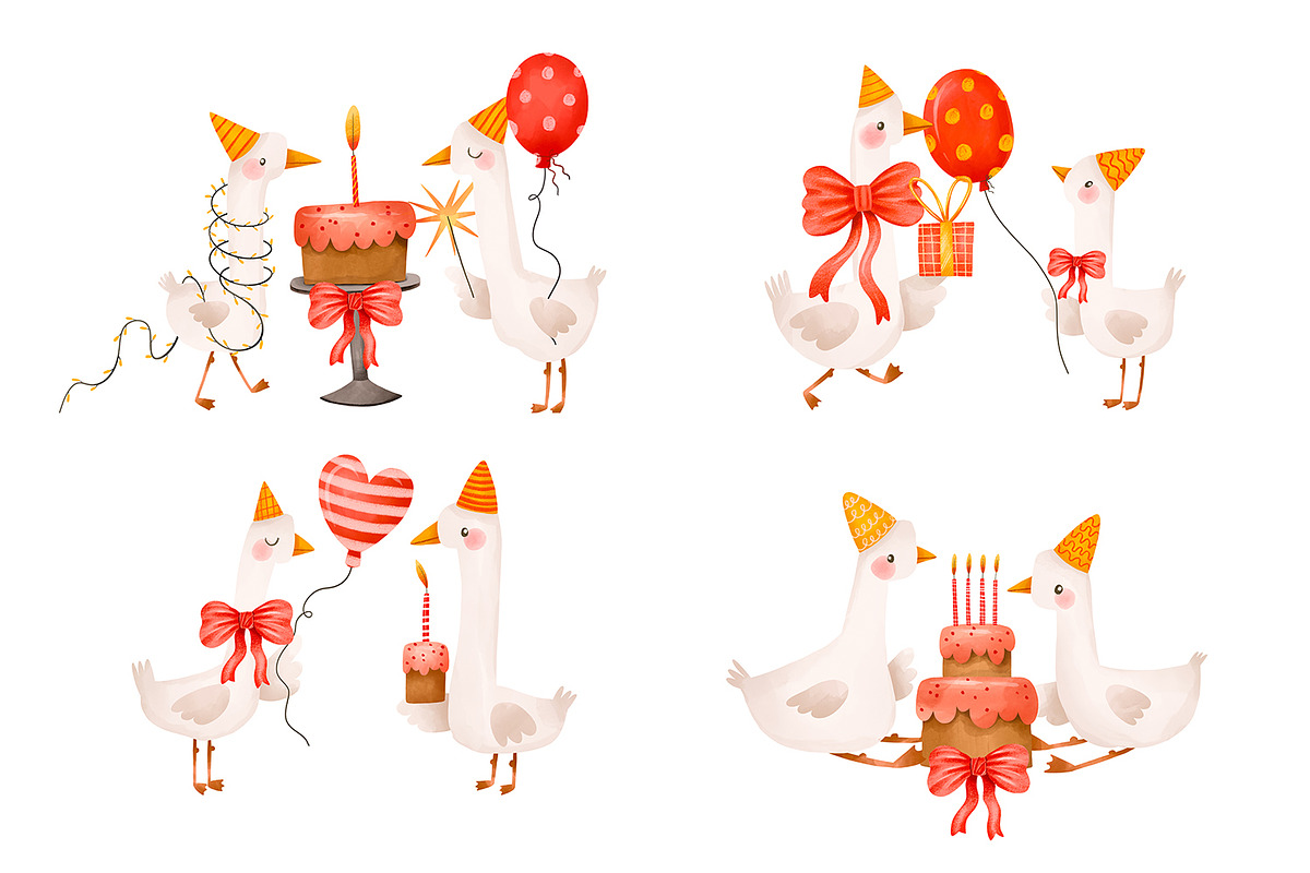 Cute Hand Drawn Birthday Goose, an Animal Illustration by the_myro (Photo 3 of 13)
