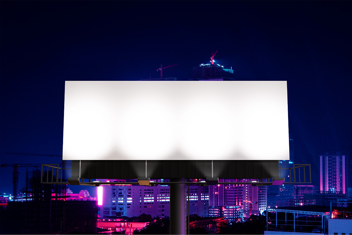 Billboard Mockup City Night Scene, an Advertising Mockup by Farabion Studio (Photo 3 of 3)