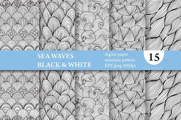 15 Wave Seamless Patterns Set preview 4