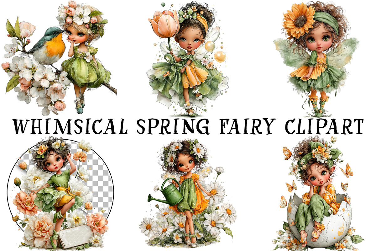 Whimsical Spring Fairy Clipart, an Illustration by OK Design (Photo 2 of 6)