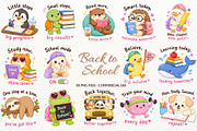 Animals Back to School Clipart PNG, an Animal Illustration by SugarCloudStudioArt (Thumbnail 1 of 7)
