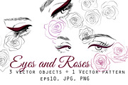 Eyes and Roses Vector Illustrations, a Texture Illustration by esylvia (Thumbnail 1 of 4)