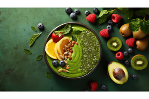 eco green food background ai, a Food & Drink Photo by pikepicture