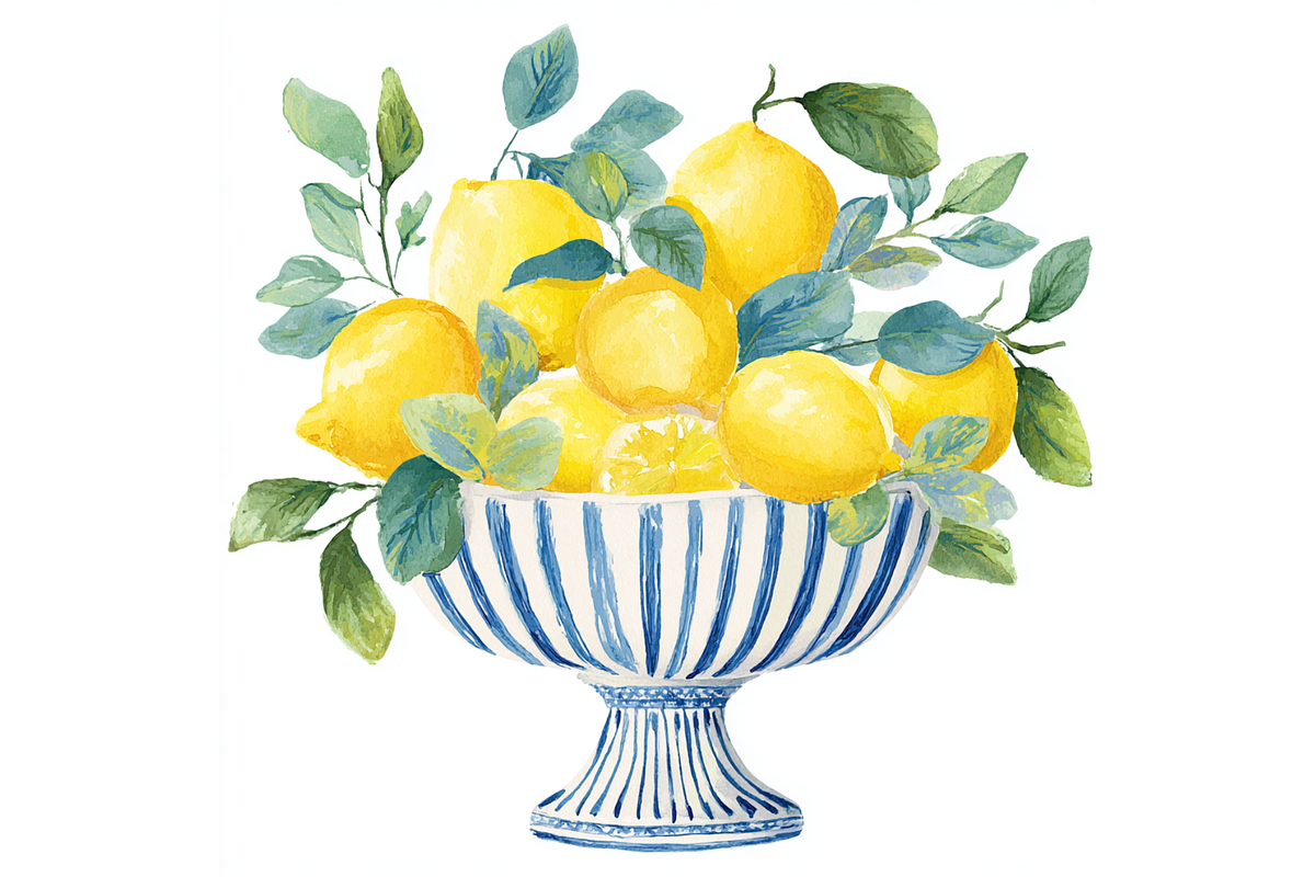 Prompt Watercolor Lemon Clipart, a Decorative Illustration by Creative design (Photo 4 of 7)