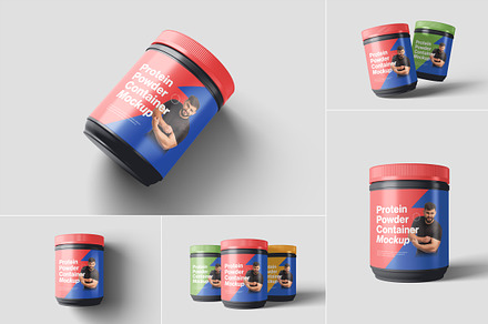 Protein Powder Container Mockups, a Packaging Mockup by artimasa