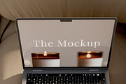 Laptop Mockup on Beige Sofa, a Device Mockup by Art-Jek.std (Thumbnail 4 of 4)