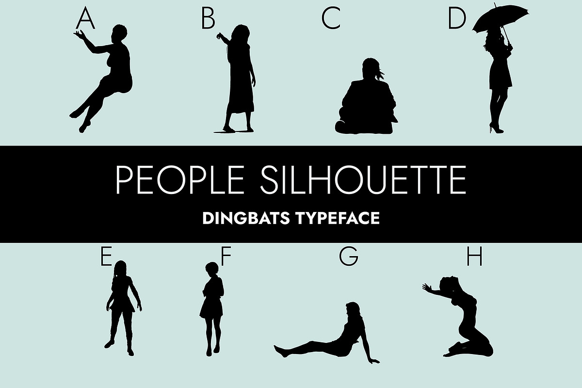 People Silhouettes Dingbats Font, a Symbol Font by Minimalartstudio (Photo 1 of 7)