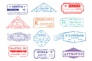 Mail delivery and postal stamps, a Work Illustration by Vector Tradition