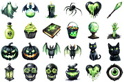 Black Green Halloween Clipart, an Illustration by Sublimation Artist (Thumbnail 2 of 6)