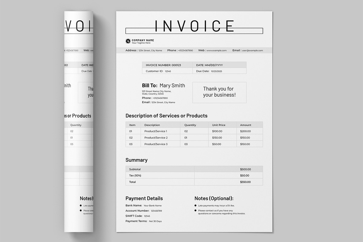 Invoice Template Layout, a Stationery Template by ContestDesign (Photo 3 of 3)