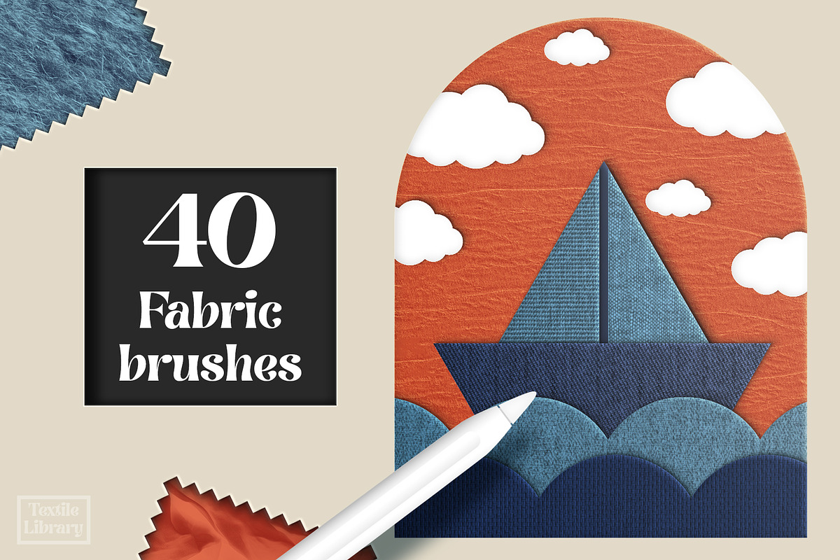 Fabric brushes for procreate, a Brush Add-On by seamlessteam (Photo 2 of 7)
