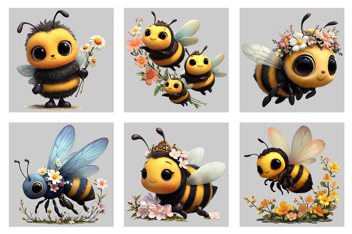 Watercolor Spring Bee Clipart, an Illustration by Black Bird Studio (Photo 5 of 5)