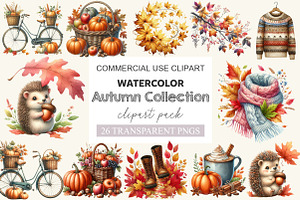 Autumn Collection Clipart Bundle, a Work Illustration by cherrydesign