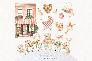 Pizza Shower Cute Pizzeria Animals