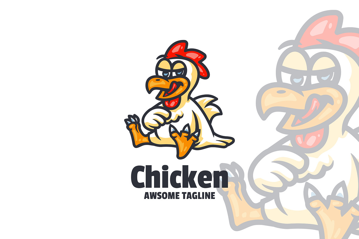 Sitting Chicken Mascot Cartoon Logo, a Branding & Logo Template by VectorCraft (Photo 1 of 2)