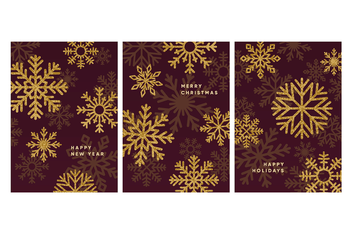 Christmas cards with snow flakes set, a Decorative Illustration by Good Studio (Photo 3 of 14)
