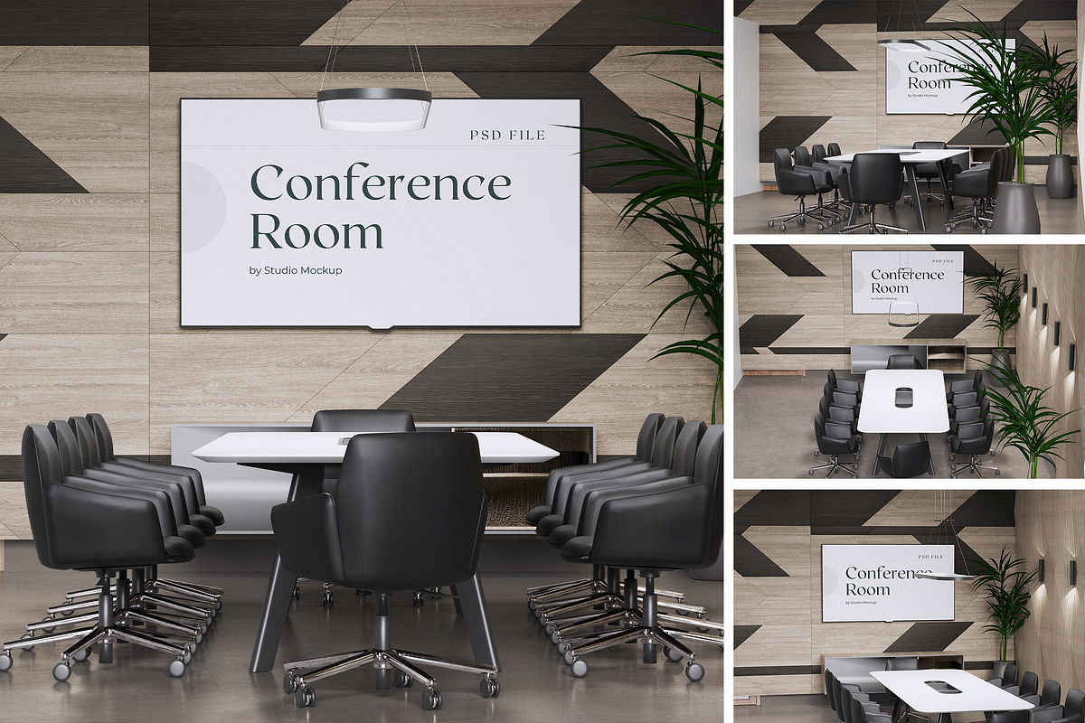 Conference Room Mockup, an Advertising Mockup by HanaSaka_Studio (Photo 1 of 5)