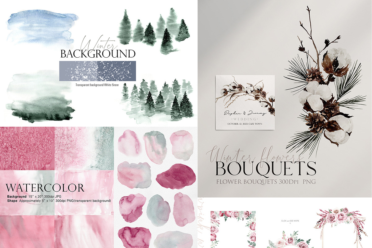 Watercolor Flower Bundle-50 in 1, an Illustration by Beigetime (Photo 5 of 10)