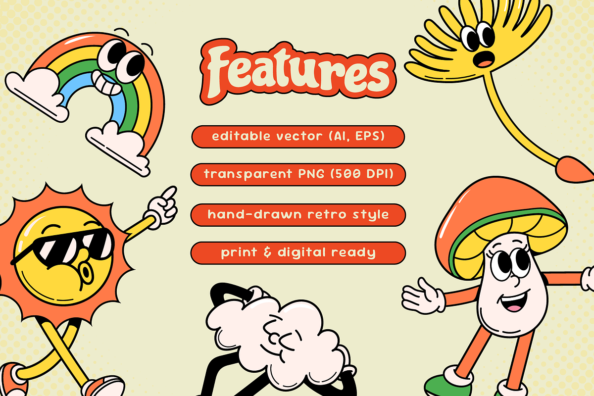 Playful Retro Spring — Character Set, an Object Graphic by Invisual Studio (Photo 7 of 10)