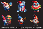 4th Of July Cute Funny Gnome Clipart, a Seasonal Illustration by RobertsArt (Thumbnail 5 of 7)