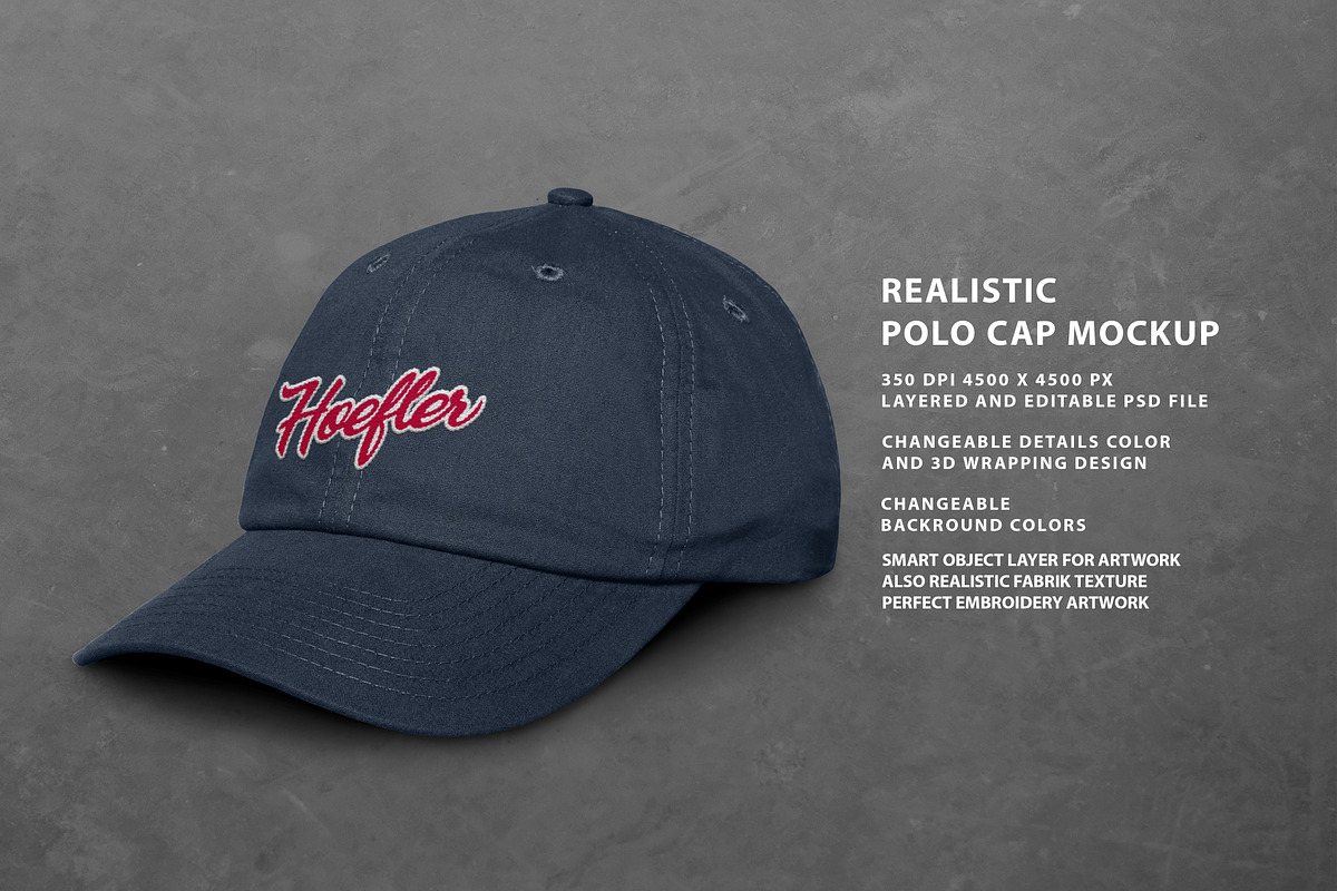 Realistic Polo Cap Mockup, a Hat Mockup by Uncentrifuged Pressure (Photo 6 of 7)