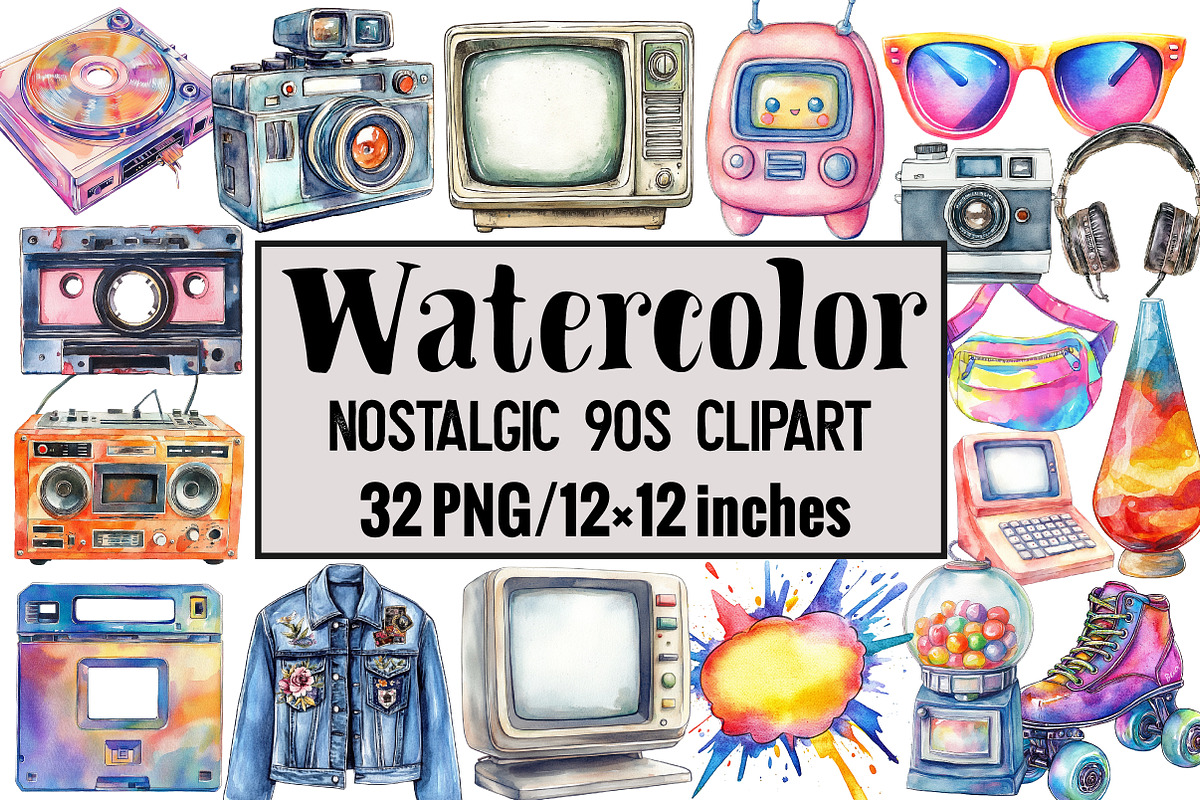 Nostalgic 90s Clipart, an Illustration by Design Market (Photo 1 of 3)