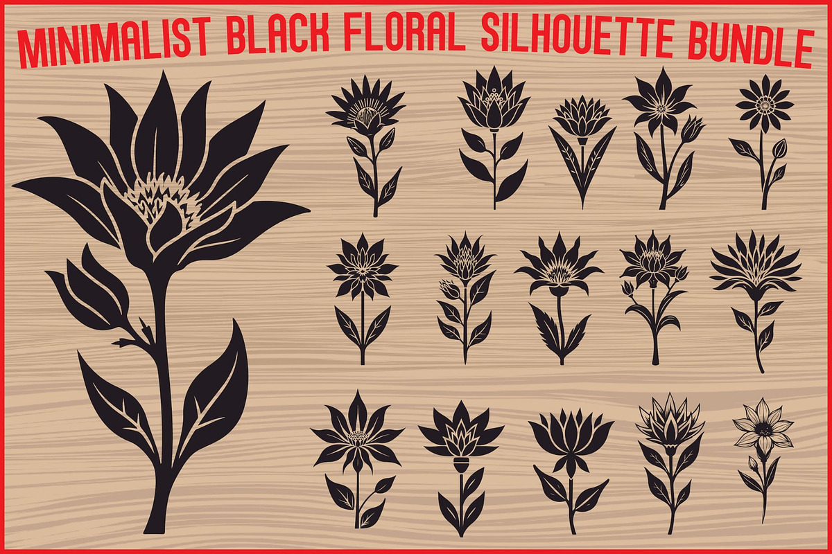 Modern Black Flower Design, an Illustration by jahid234 (Photo 1 of 21)