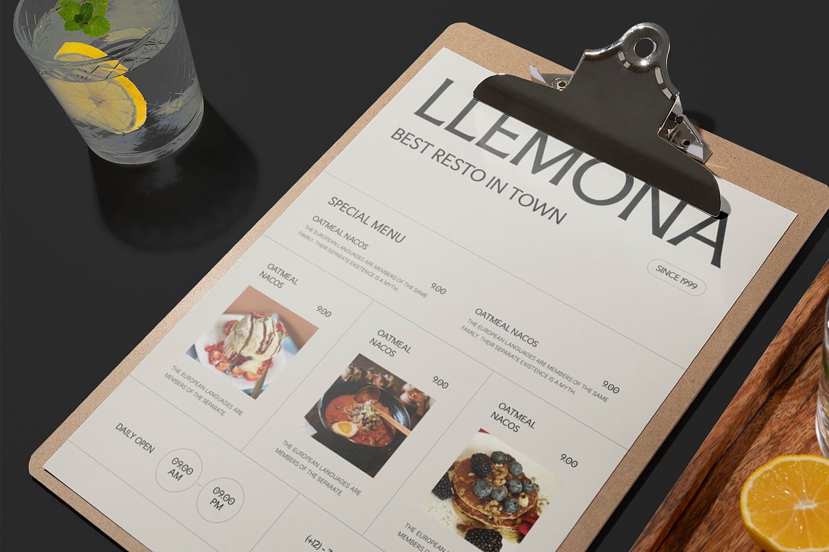 Minimalist Restaurant Menu, a Stationery Template by Neermana (Photo 2 of 4)
