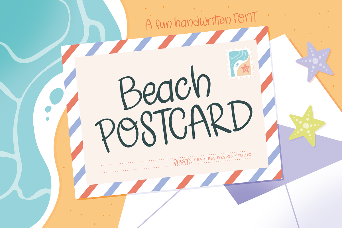 Beach POSTCARD | Handwritten font, a Handwritten Font by Fearless Confetti (Photo 1 of 8)