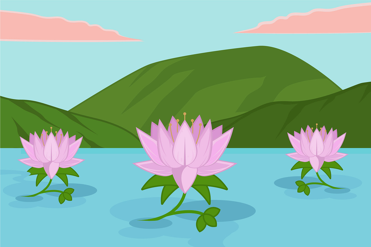 Pink Lotus Flower at nature design, a Decorative Illustration by zyxroun shop