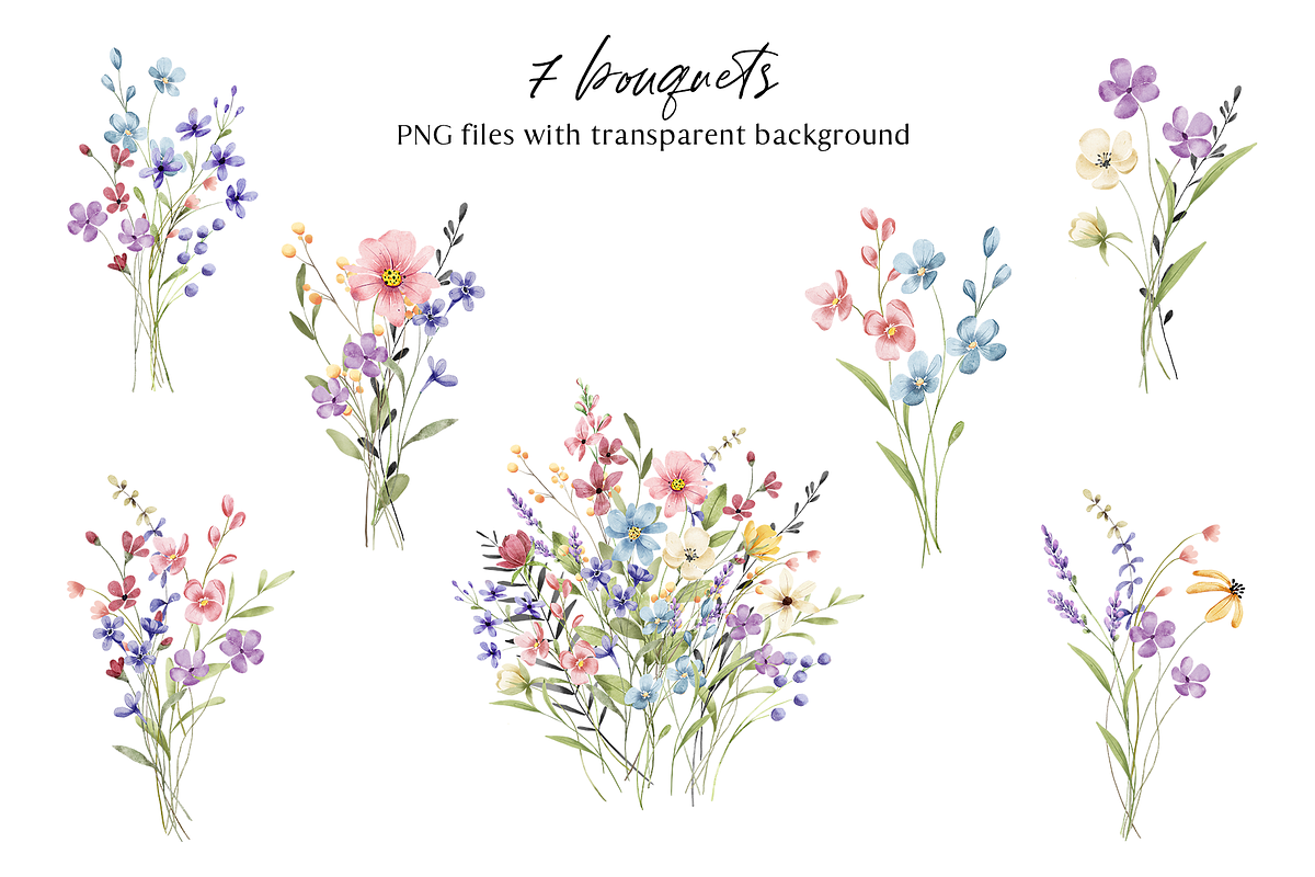 Floral watercolor set, clipart., a Decorative Illustration by Larisa Maslova (Photo 9 of 13)