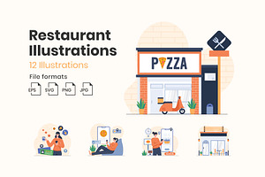 Restaurant Illustrations, a Templates & Theme by Triangle Squad