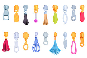 Cartoon zipper pulls. Pullers with, an Illustration by Valerie Bodnar