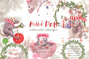 Mini Rats Watercolor Collection, an Illustration by Cat In Colour (Thumbnail 1 of 10)