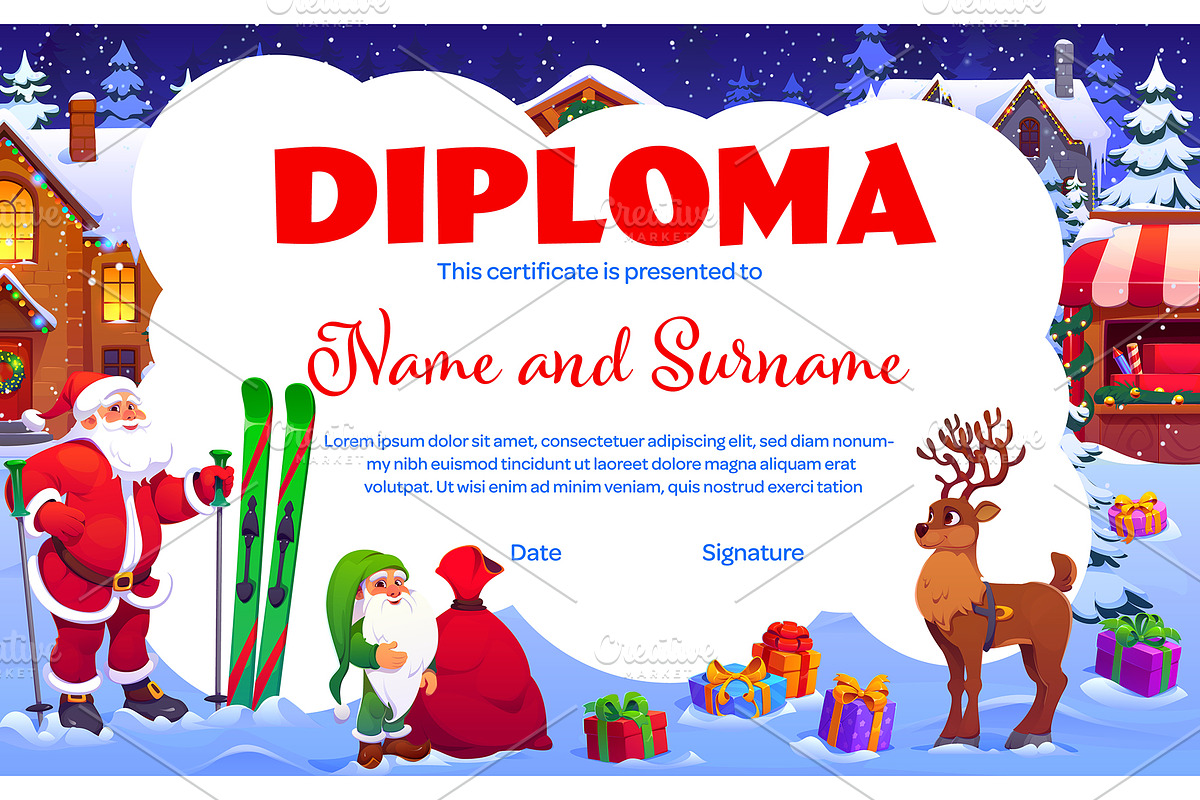 Merry Christmas kids diploma, a Seasonal Illustration by Seavector Studio (Photo 3 of 3)
