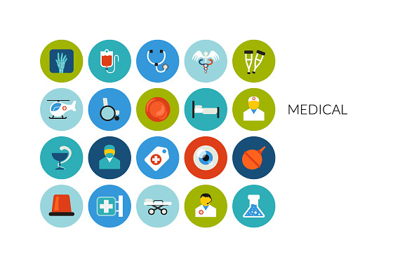 Flat Icons Set Medical
