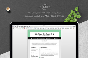 Creative Resume Template Word, CV